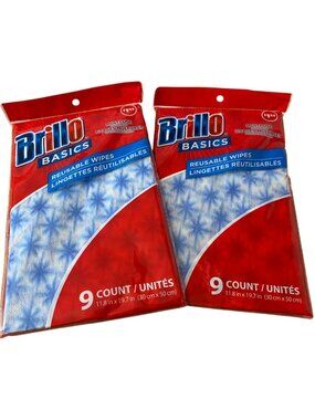 Brillo Basics Multi-Use Reusable Wipes 2 Packs. Total Of 18 Reusable Wipes